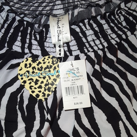 Black & white zebra front tie top Heart & Soul sm - Picture 5 of 5